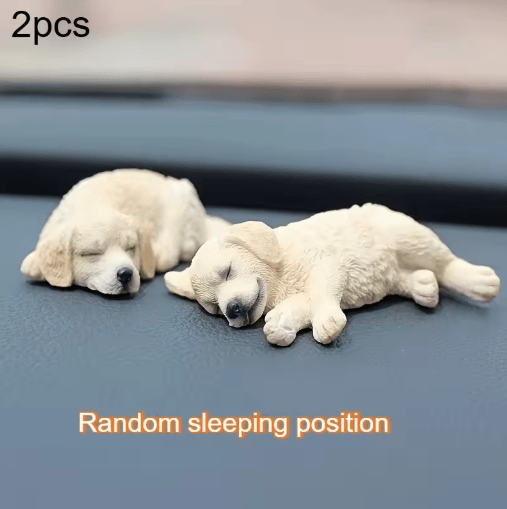 Golden Retriever Puppy Resin Car Ornaments – Cute Dashboard & Tabletop Decor (2pcs)