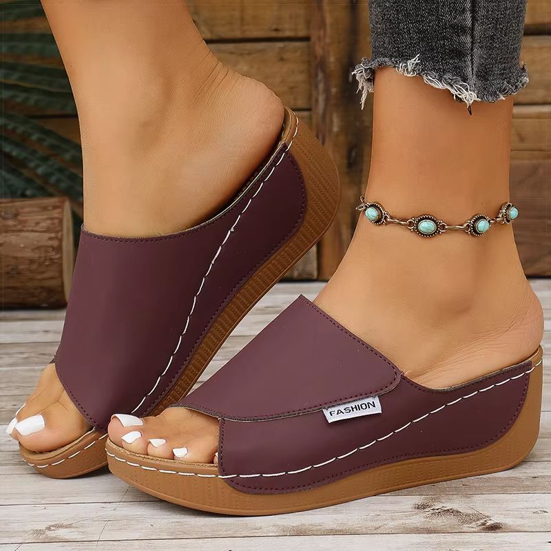 Women's Luxury Wedge Sandals Summer Heeled Open Toe Slip On Casual Shoes