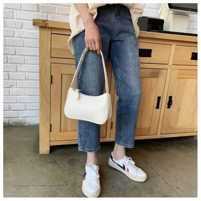 Retro PU Leather Womens Underarm Shoulder Handbag Casual Top Handle Bag