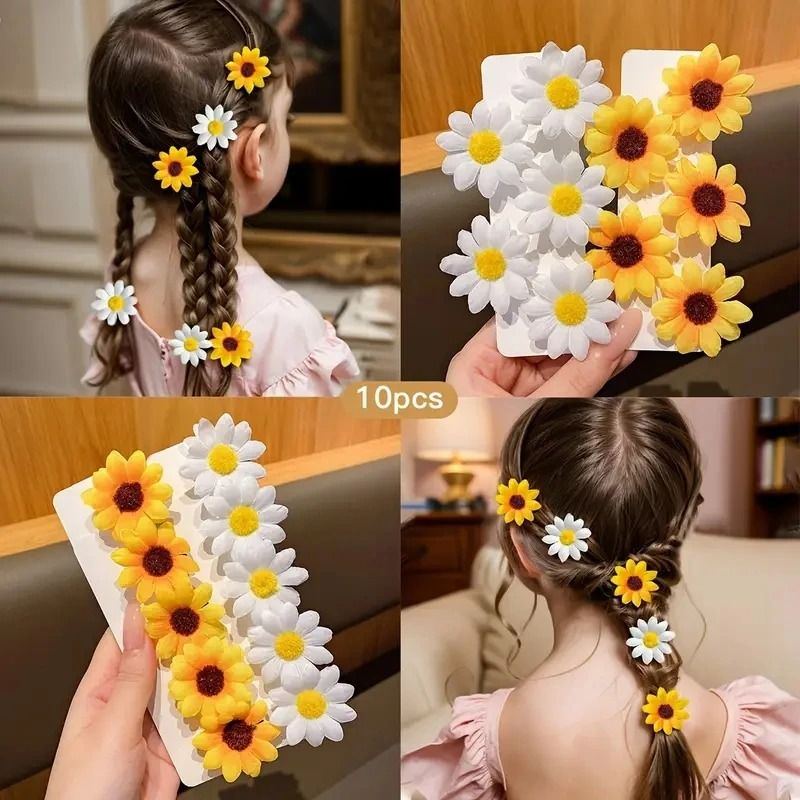 Flower Hair Clip Set for Girls Daisy Sunflower Mixed Color Hair Accessories