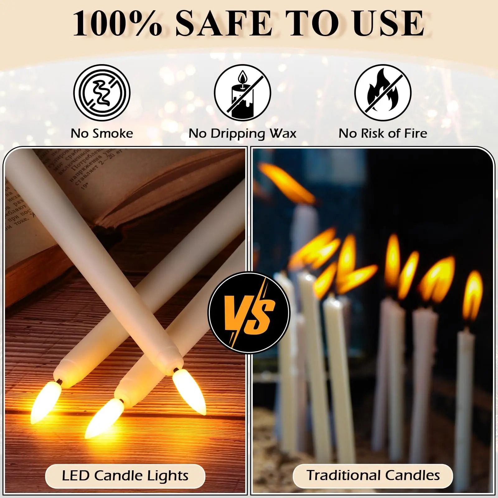 Flameless Taper Candles Set Timer Remote Flickering 6 to 24 Pieces