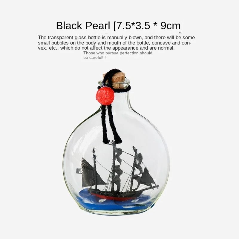 Pirate Ship in a Bottle Nautical Glass Decor Mini Ship Ornament