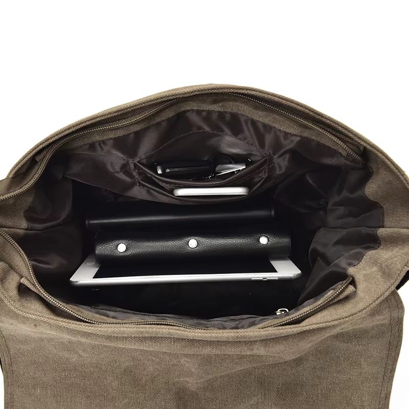 Men's Retro Canvas Crossbody Messenger Bag Large Travel Satchel Briefcase Style
