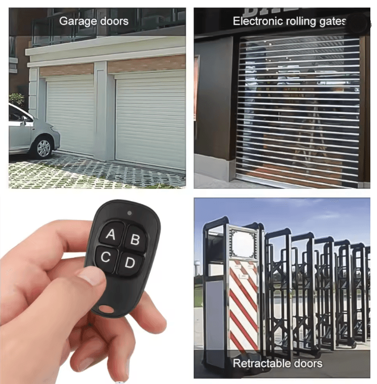 433 Mhz RF Remote Control Key Fob 4 Channel Cloning Transmitter for Garage Doors and Car Alarm Systems