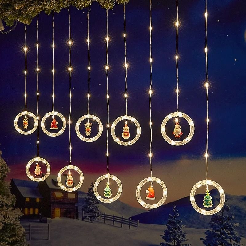 LED Round Curtain String Lights with Remote Control