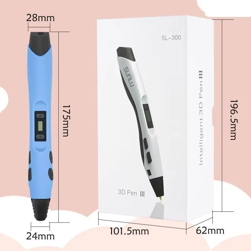 Multifunctional 3D Printing Pen with LED Screen Includes 2 PLA Filaments Kids 3D Drawing Gift