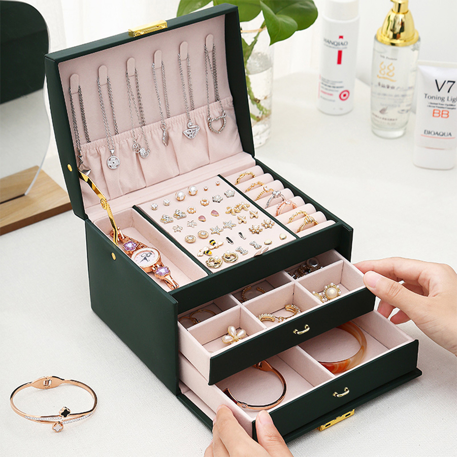 Lock Arch Three-Layer Jewelry Box, Jewelry Storage Box for All Jewelry Types