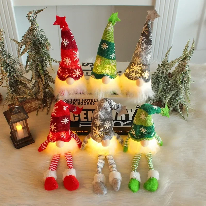 LED Light Plush Christmas Faceless Doll Gnome Ornaments, Tree Pendant Decorations