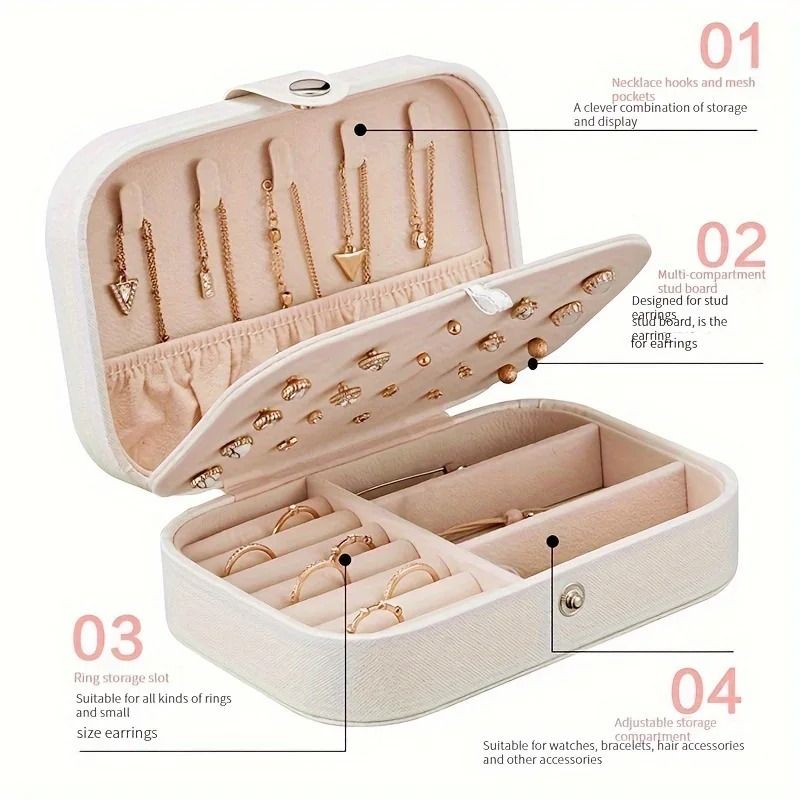 PU Leather Jewelry Organizer Box With Lock