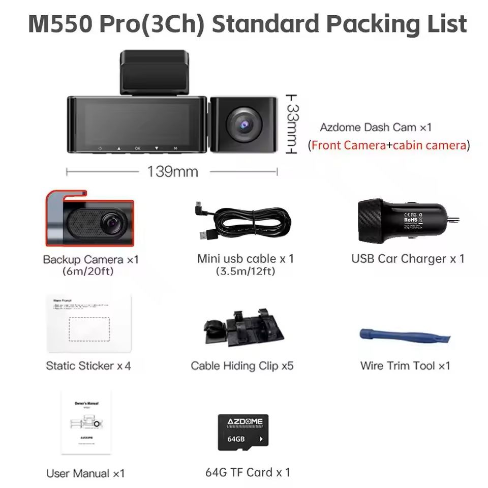 4K Front and Rear Dash Cam with GPS, WiFi, and IR Night Vision