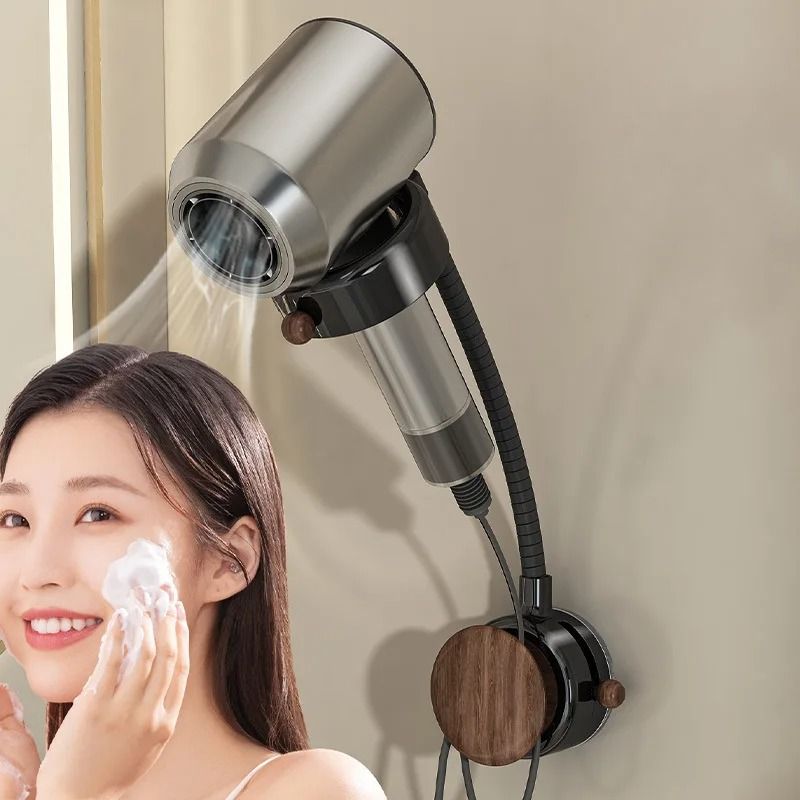 Rotatable Wall Mounted Hair Dryer Holder with Adjustable Arm