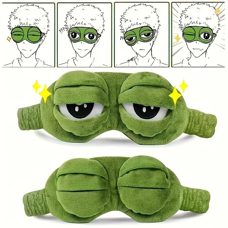 Soft 3D Frog Sleep Mask With Adjustable Strap For Travel And Relaxation