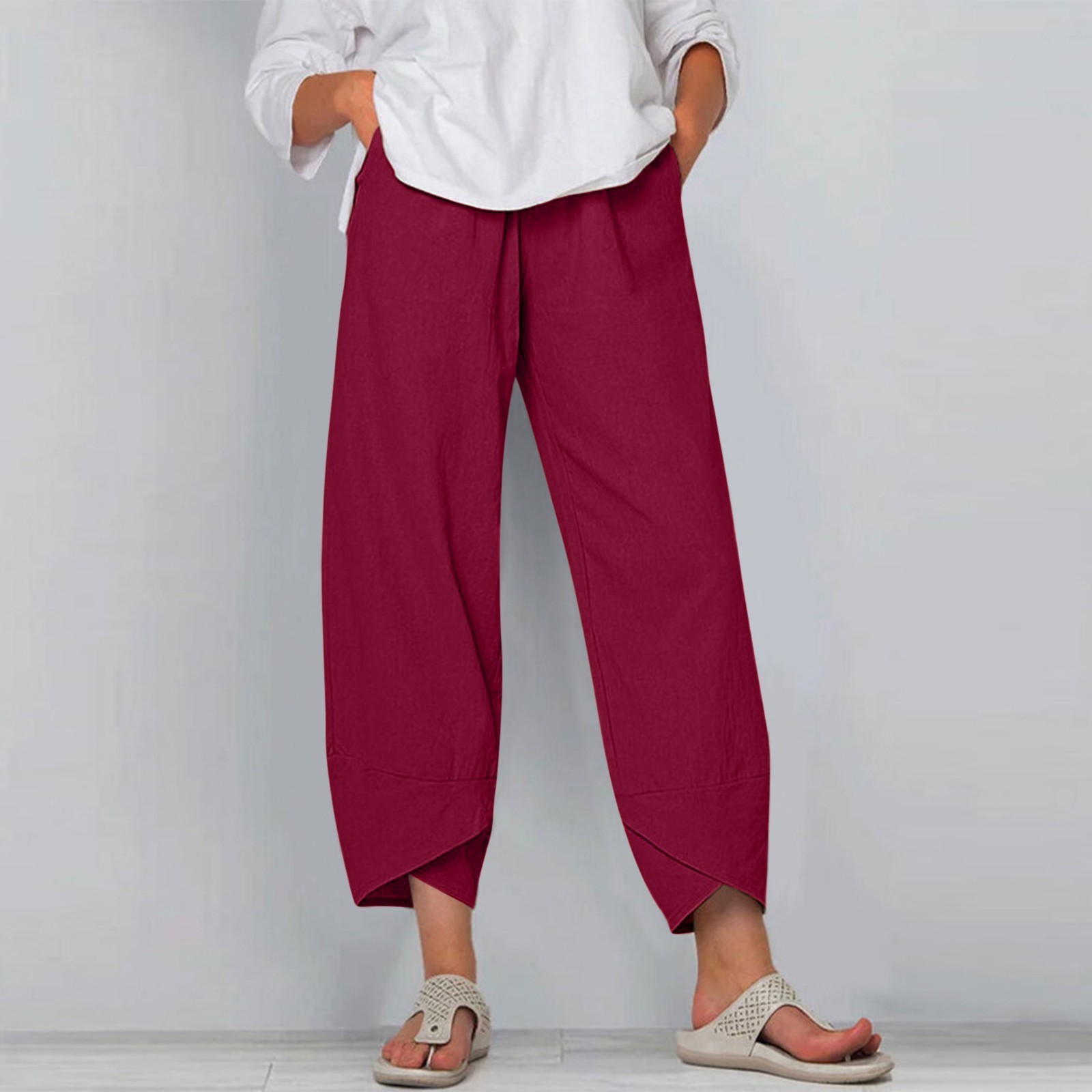 Elegant Autumn Joggers, Street Wear Women Clothes, Cotton Linen Sweatpants, Casual Women Pants