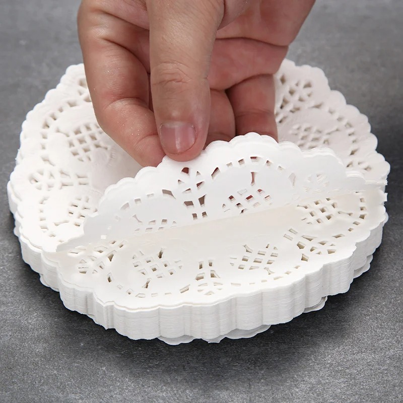 Round Mat Paper Doily Lace Brim for Biscuits, Cupcakes, Fried Food, Party, Wedding Table Decor