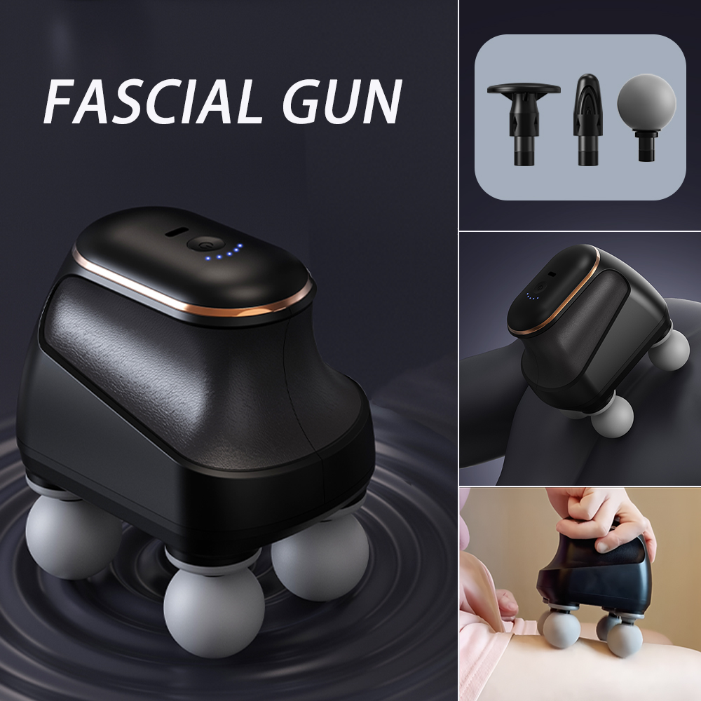 Professional Fascia Massage Portable Fascia Gun, High Frequency Four-Head Muscle Massager Gun for Neck Shoulder Waist