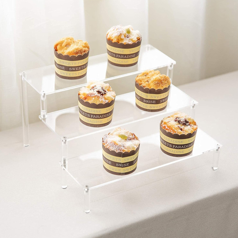 Clear Acrylic Cake Display Stand – Elegant Transparent Trapezoidal Dessert Rack for Cupcakes and Sweets