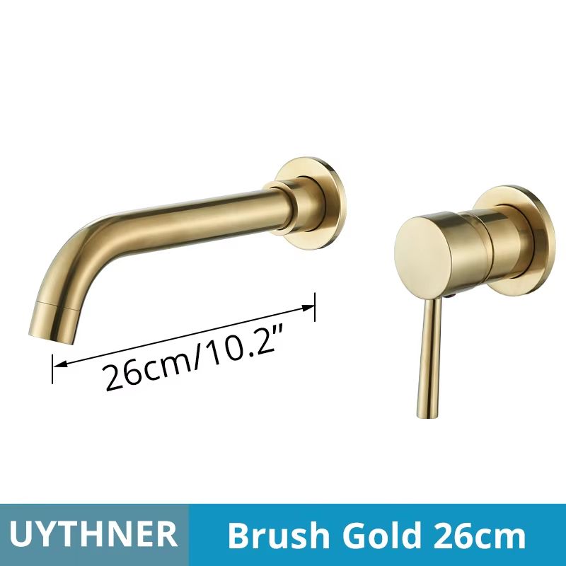 Brushed Gold & Black Concealed Wall Mounted Basin Faucet Mixer