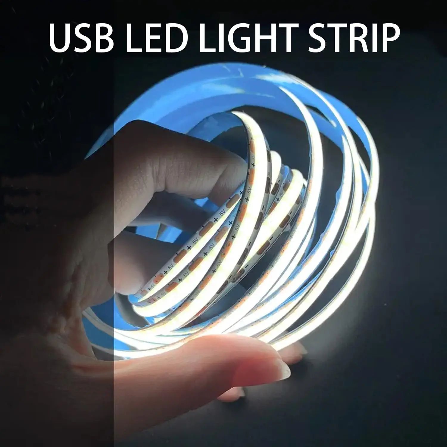 USB COB LED Strip Light with Touch Dimmer – Flexible COB LED Tape for TV, Mirror & Room Backlighting (5V USB)