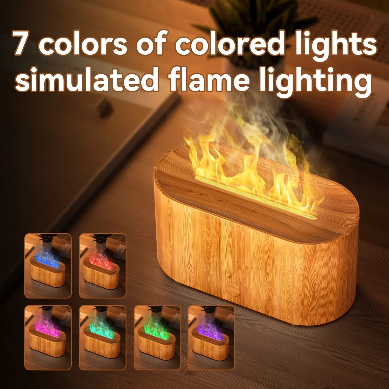 Mini Flame Aromatherapy Diffuser with Timer and Color Light
