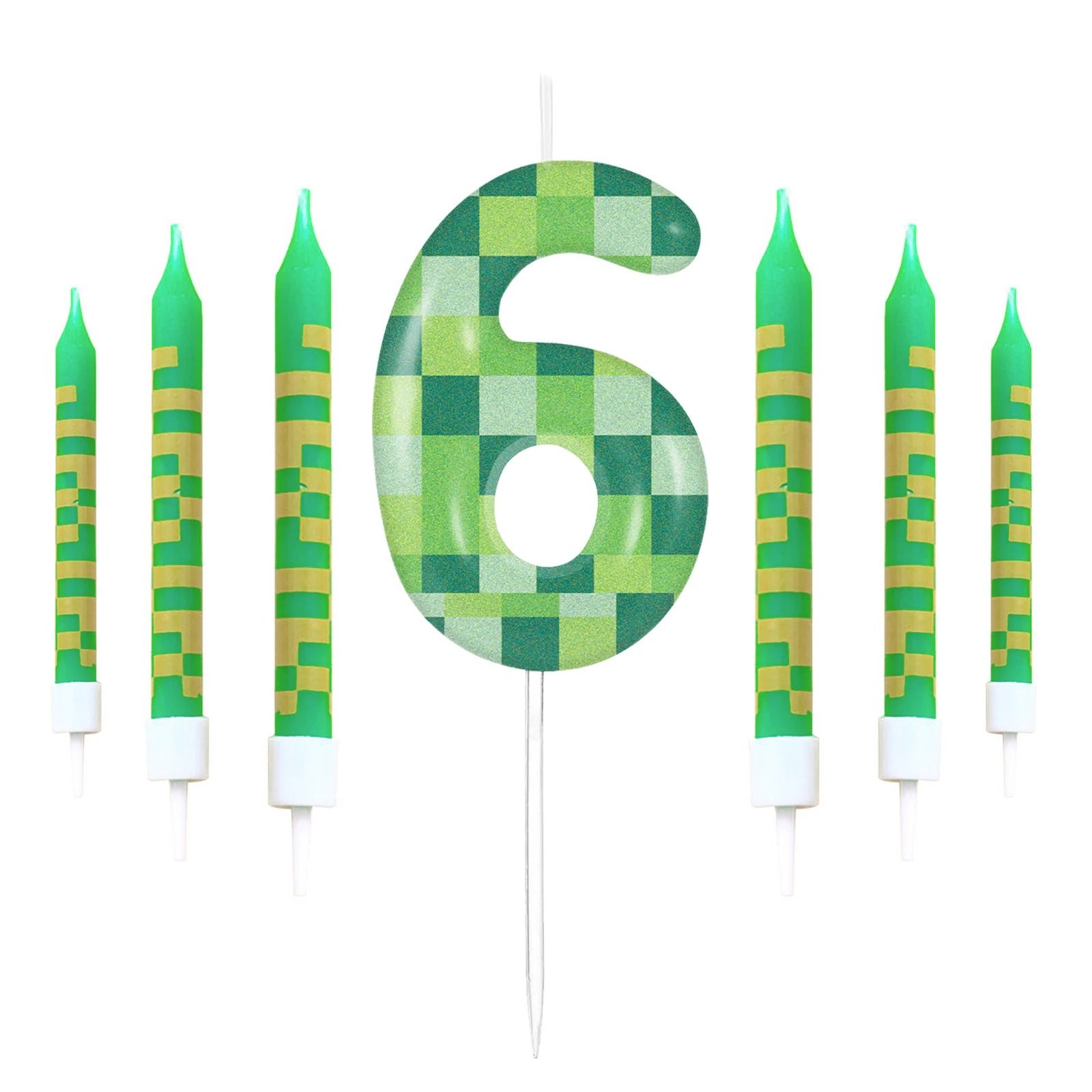 Pixelated Gamer Theme Birthday Candle Set