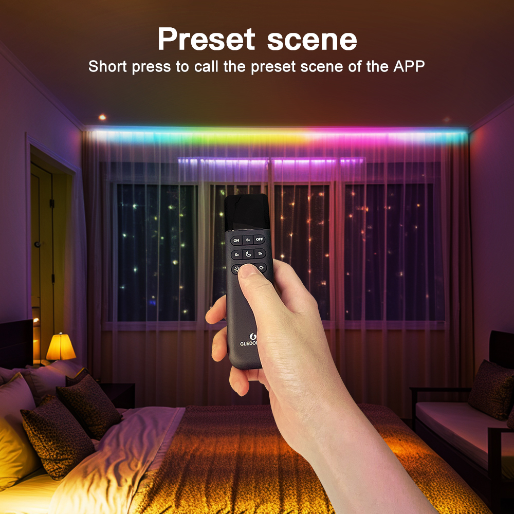 GLEDOPTO WLED Remote Control, WiFi Wireless LED Controller, Brightness Adjust, 4 Scenes Preset Night Light, 50M Distance
