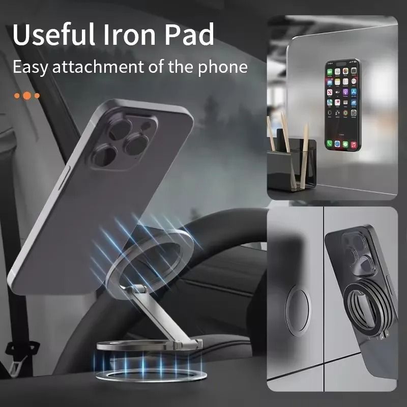 Dual-Sided Magnetic Ring Holder – Universal MagSafe Folding Bracket