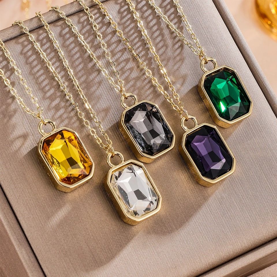 Elegant Square Crystal Stainless Steel Earrings
