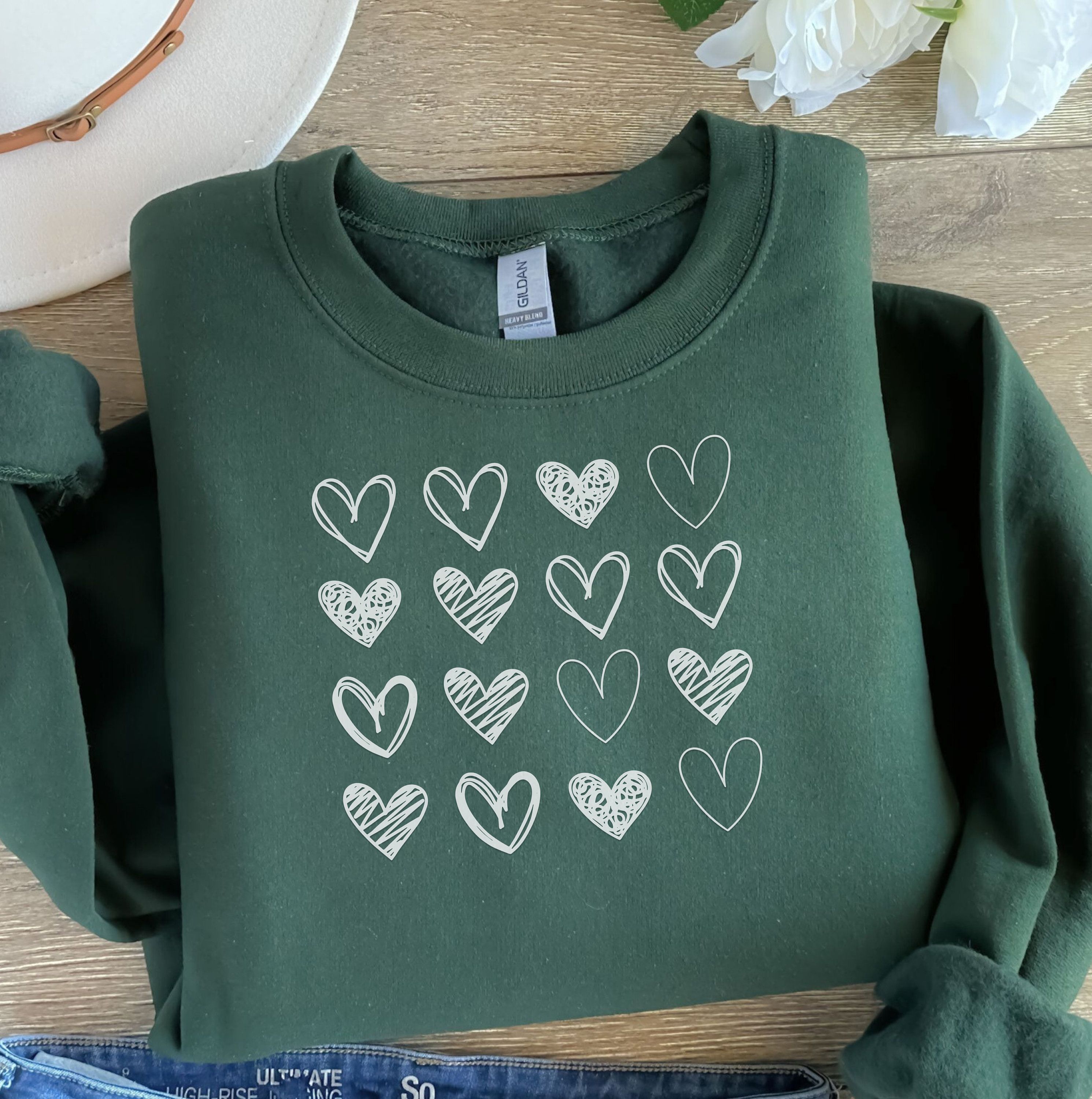 Womens Valentines Heart Sweatshirt Cute Love Crewneck Pullover Teacher Valentine Shirt