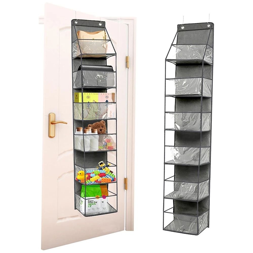 SpaceSaver 6 Shelf Over the Door Pantry Organizer with Clear Pockets