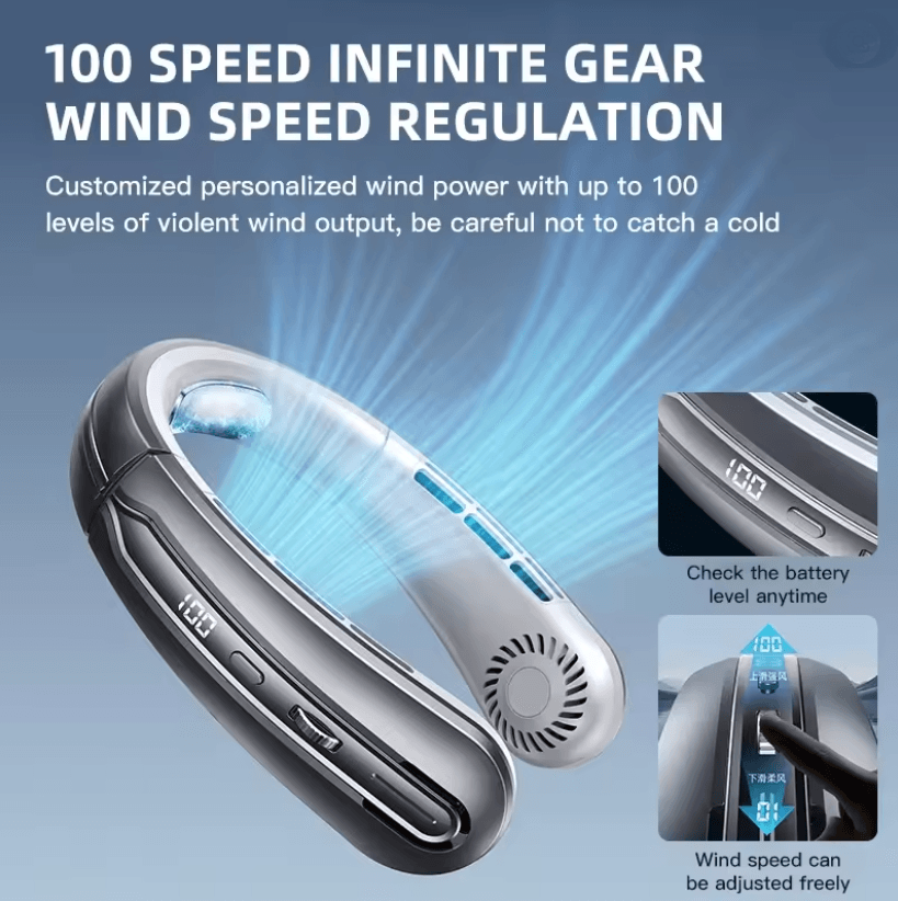 Xiaomi Neck Fan Portable Bladeless 8000mAh Rechargeable Air Cooler with LED Display