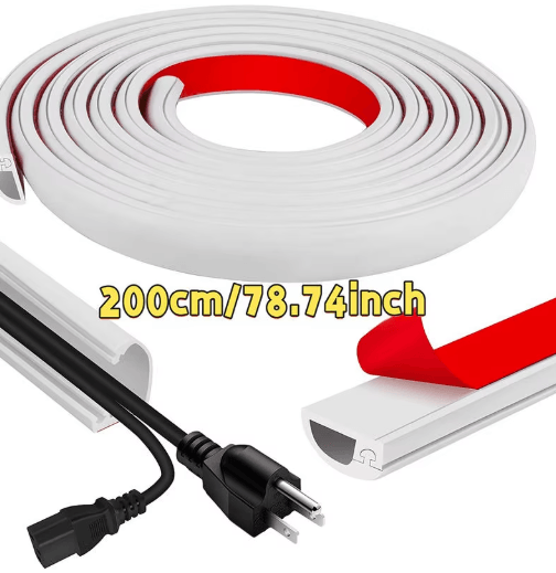Adhesive Cable Management Channel – Invisible Wire Cover Raceway with Cap