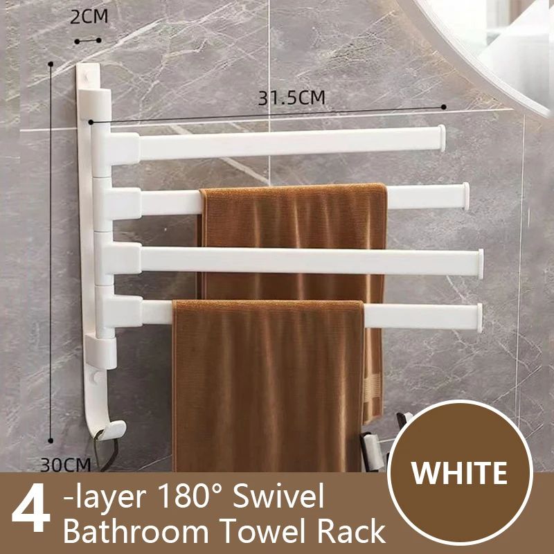 360° Rotating Aluminum Towel Rack Wall Mounted Space-Saving Multi-Bar Towel Holder