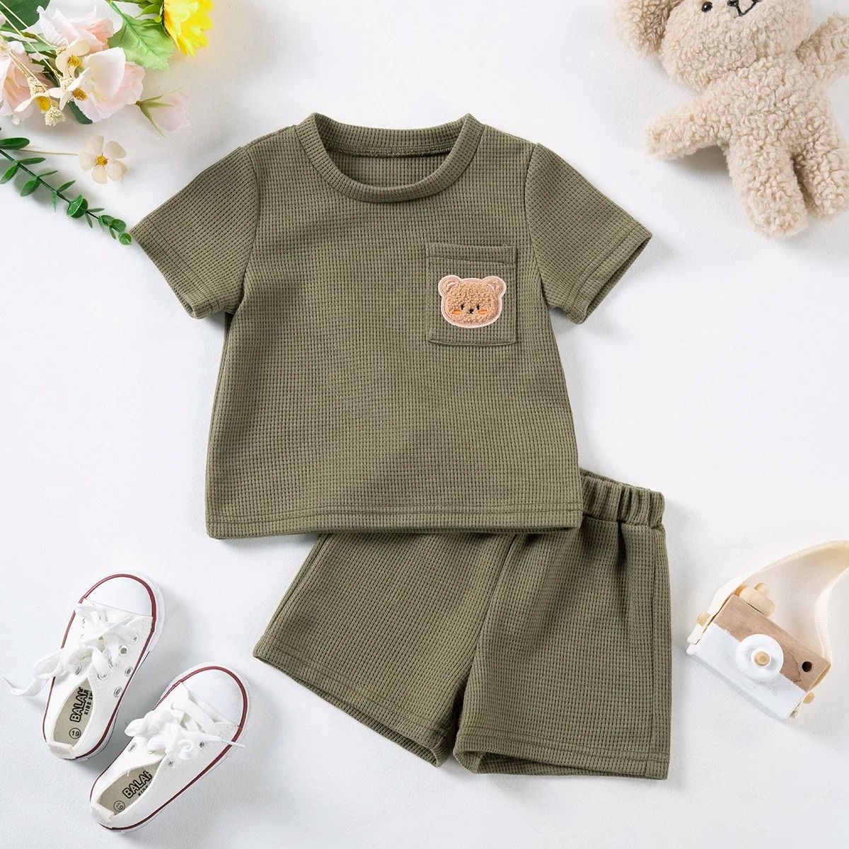 2024 Summer Bear Suite - Toddler Boys & Girls Breathable 2-Piece Set