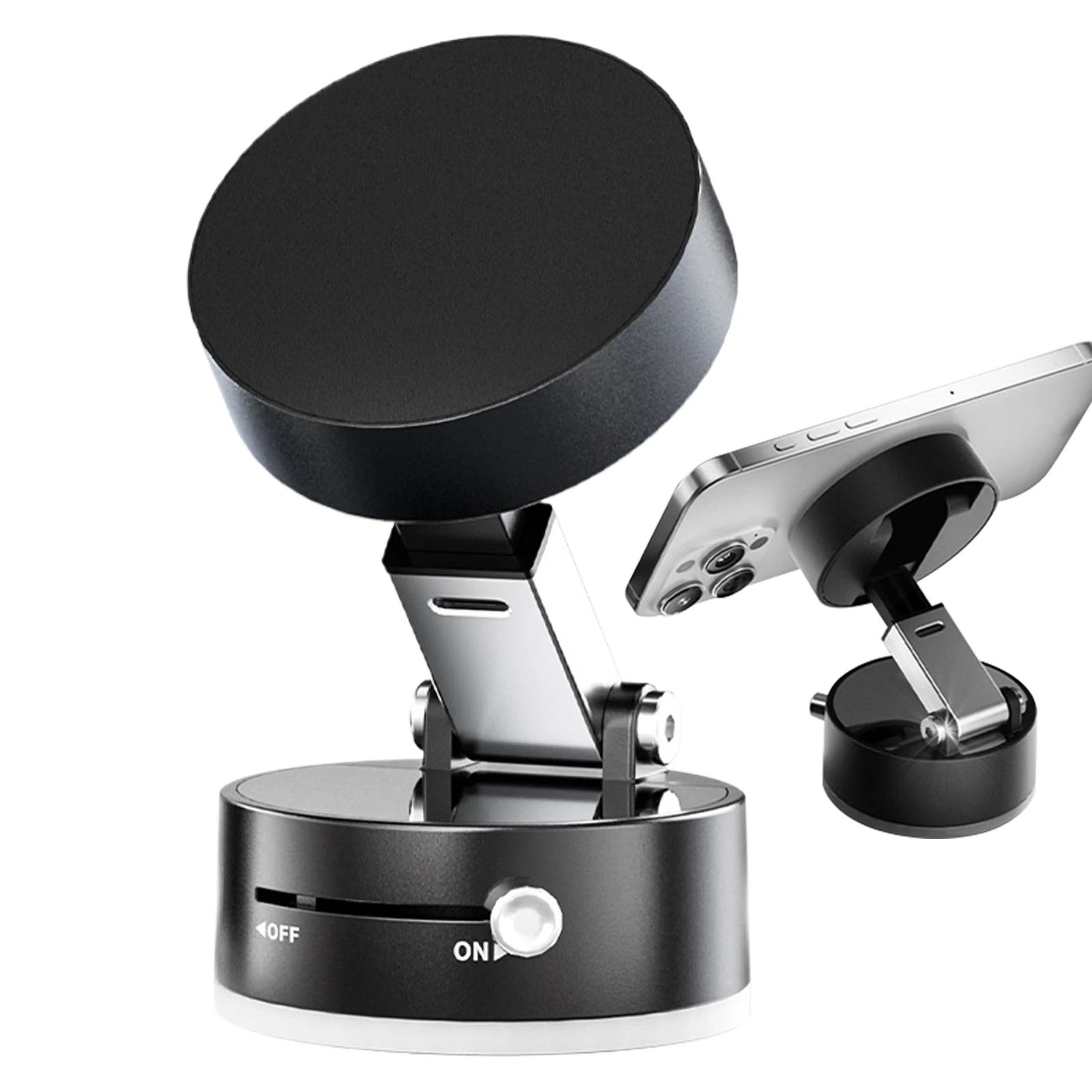 Vacuum Magnetic Car Phone Holder – Double-Sided Foldable Auto Bracket