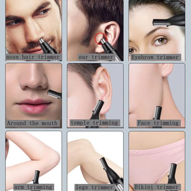 Rechargeable Nose and Ear Hair Trimmer for Men – All-in-One Electric Grooming Kit for Beard, Eyebrows, and Facial Hair