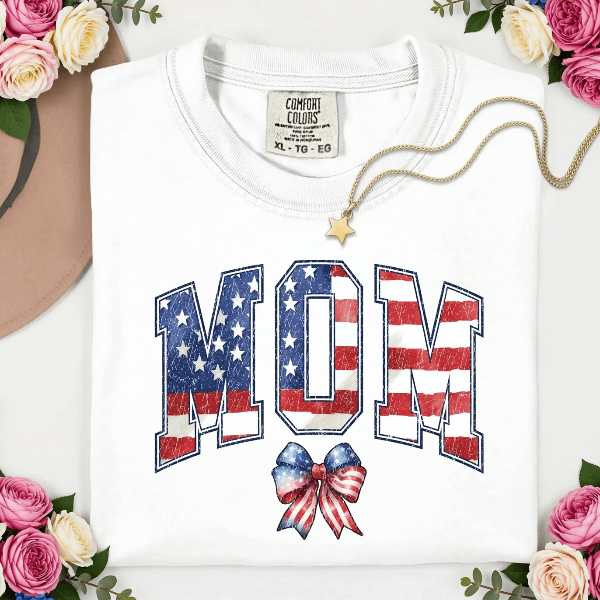 Comfort Colors Patriotic Mom Shirt | American Flag USA Mom Fourth of July Tee