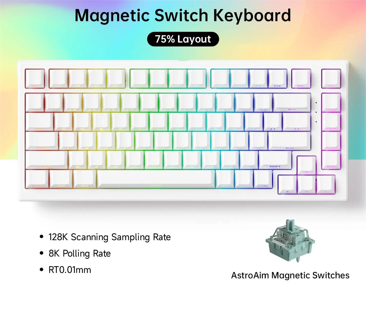 Wired Compact Gaming Keyboard with Magnetic Switches and RGB Lighting