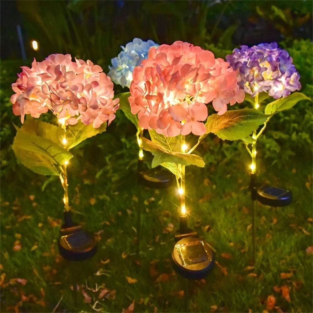 Solar Outdoor Hydrangea Garden Stake Lights