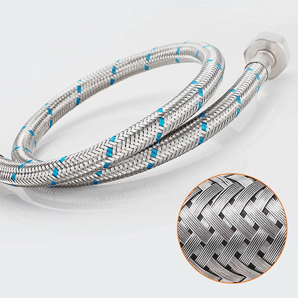 50cm Stainless Steel Braided Faucet Hose Flexible Water Supply Pipe for Hot and Cold (1/2PCS)