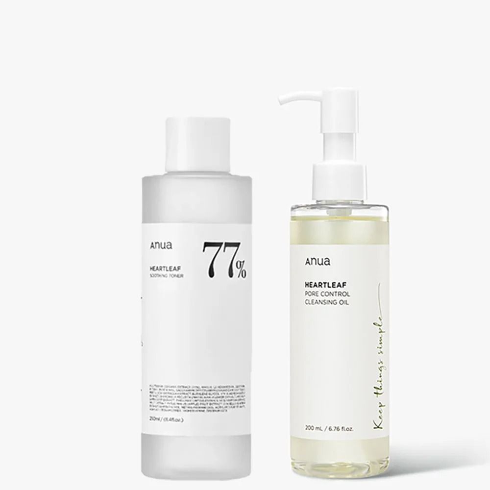Anua Heartleaf 77 Toner and Cleansing Skincare Set
