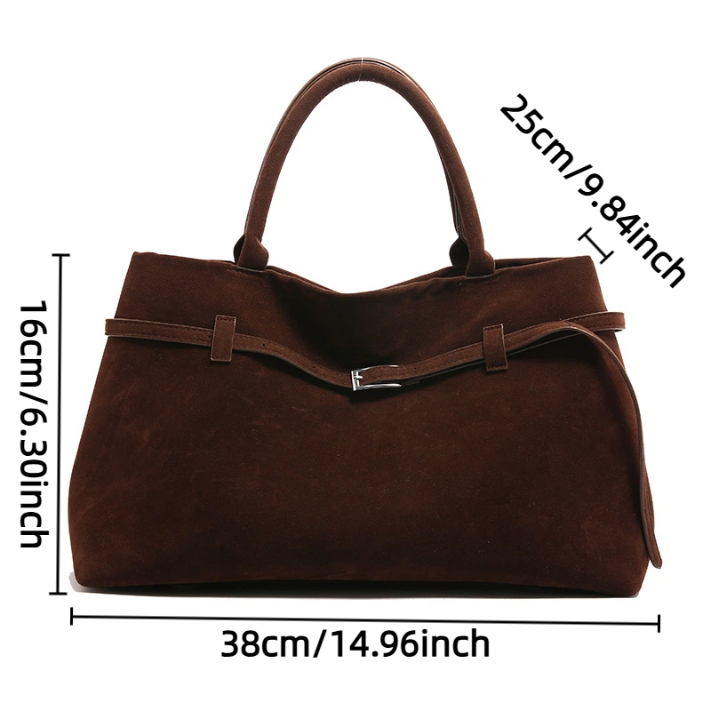 Vintage Leather Tote Bag Stylish Large Capacity Shoulder & Underarm Bag with Buckle Fastening