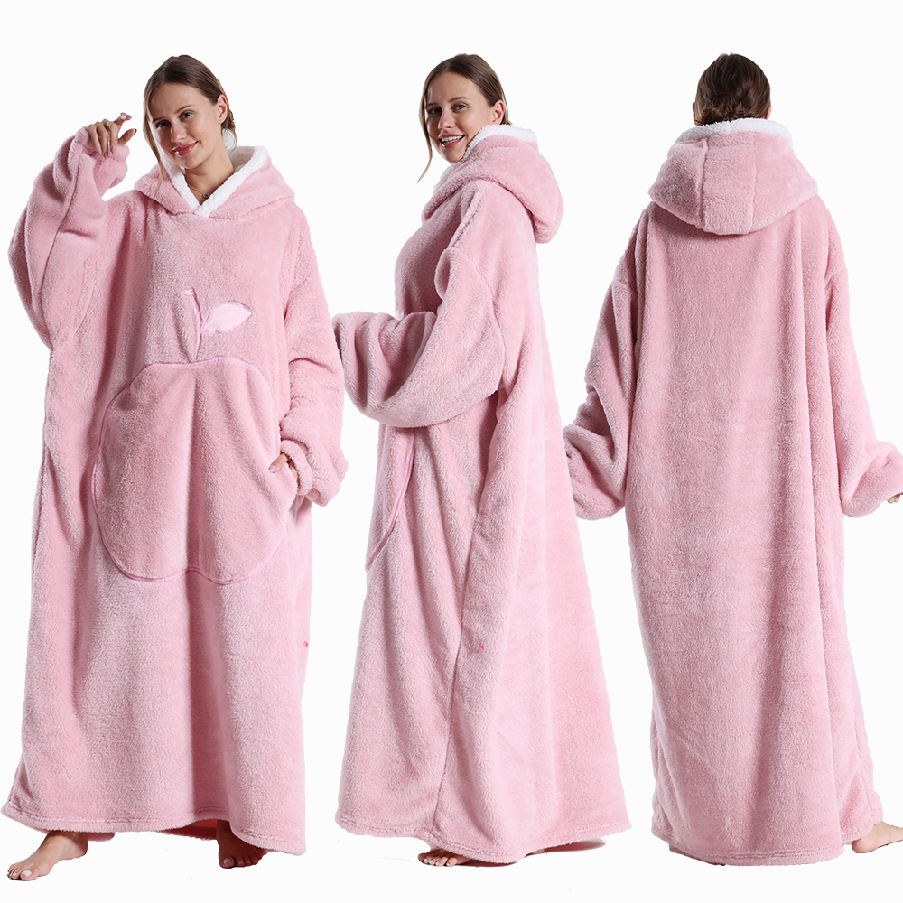 Ultra Soft Wearable Blanket Hoodie with Full Sleeves for Men and Women Cozy Oversize Flannel Throw