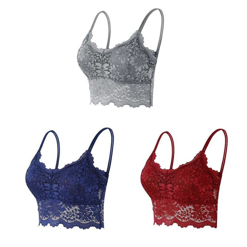 Elegance 3 Pack Lace Bralette Wireless Seamless Lingerie Top