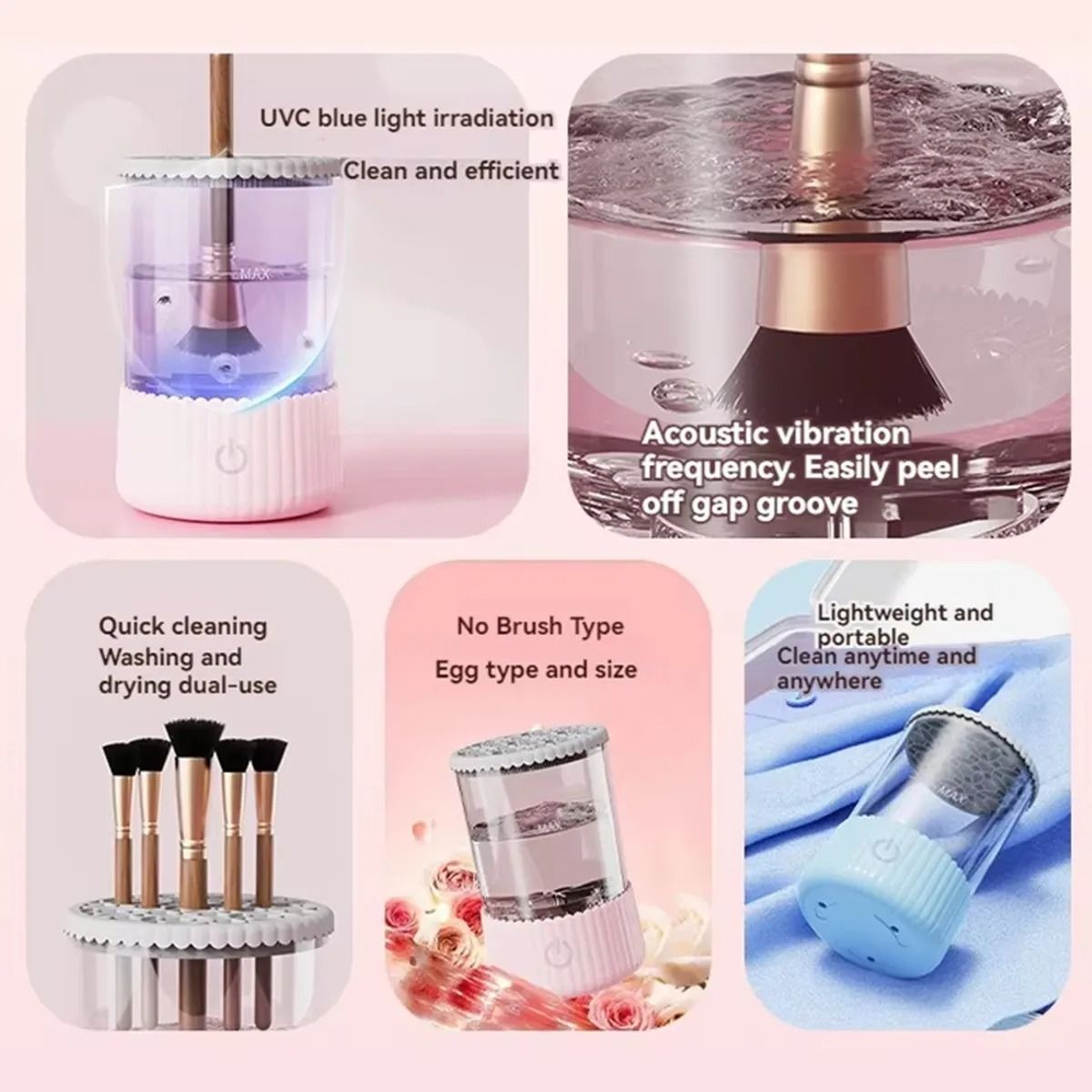 3 In 1 Electric Makeup Brush Cleaner with Rotary Washing and Drying Function