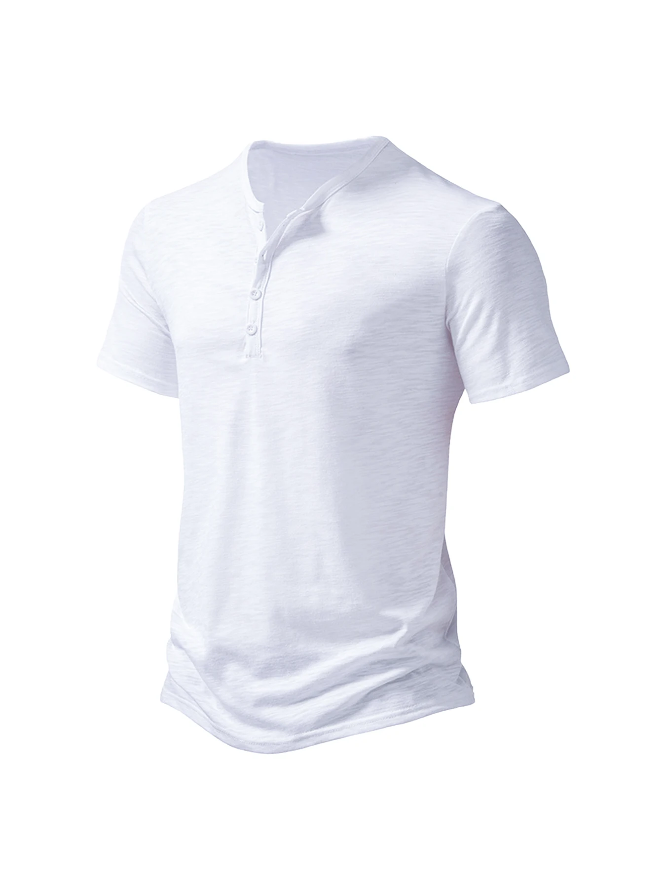 Mens Henley Neck Summer Basic T-Shirt, Short Sleeve Casual Pullover, Breathable Outdoor Streetwear Tops