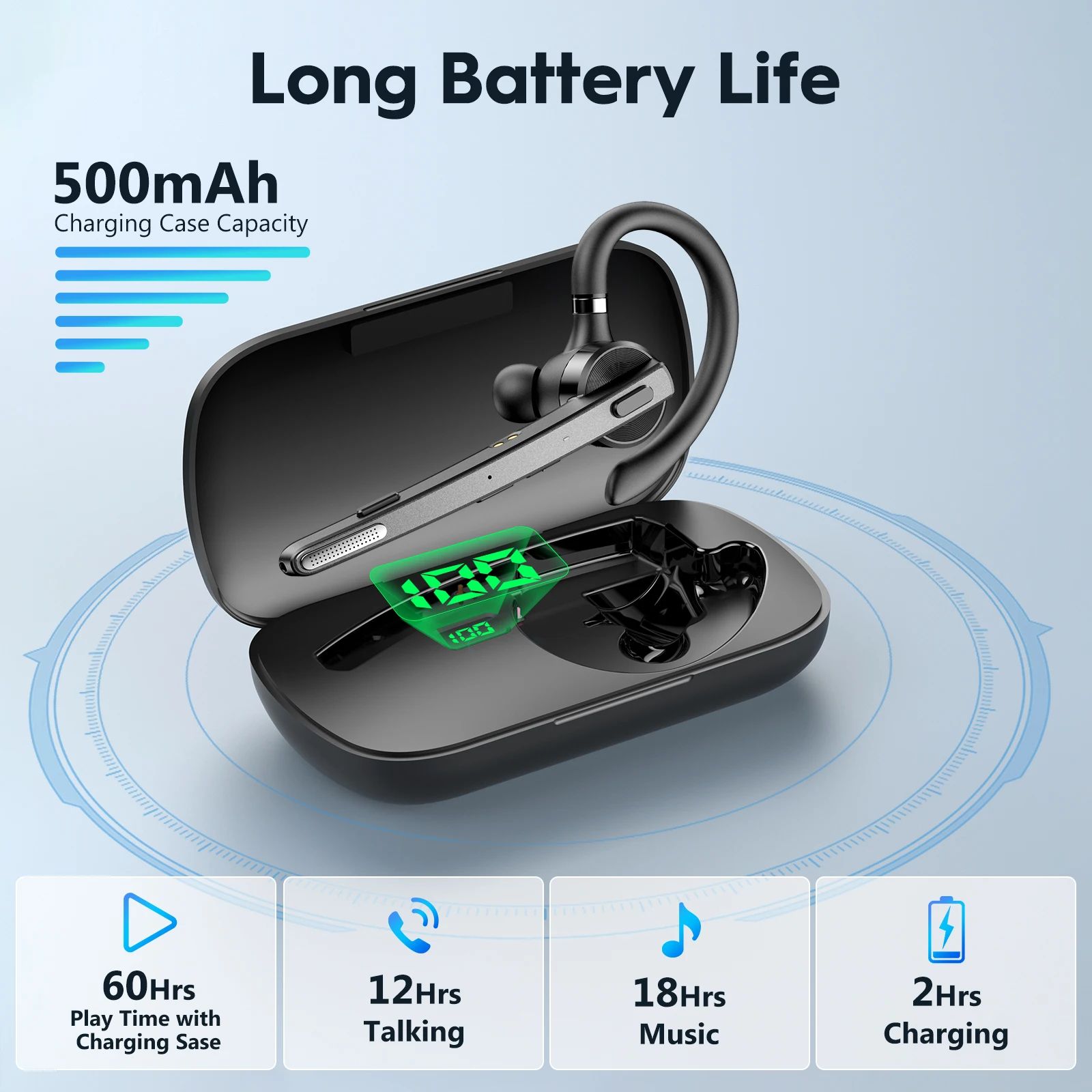 Bluetooth Wireless Headset Dual-Mic Noise Cancelling