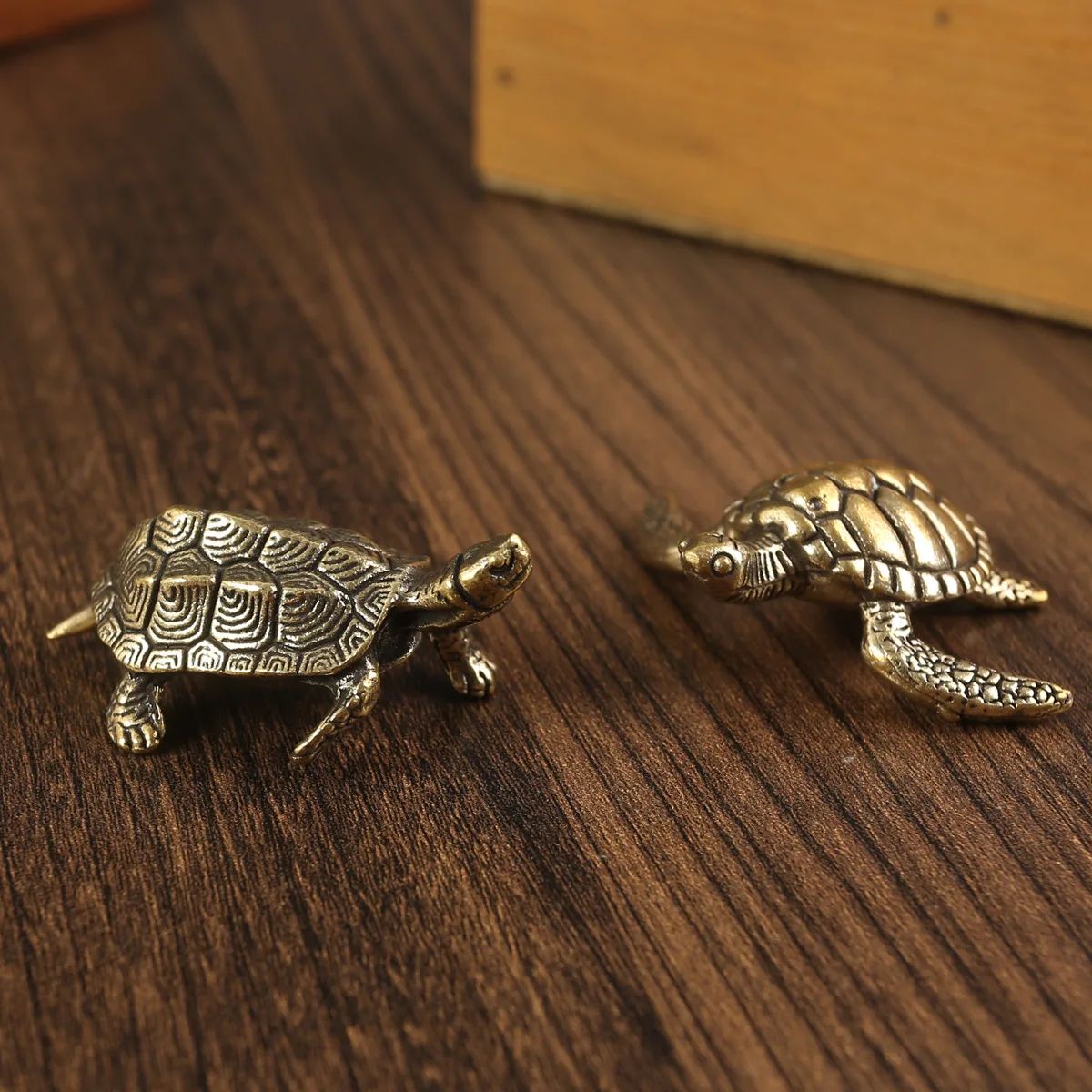 Vintage Copper Turtle Figurine Feng Shui Desk Ornament