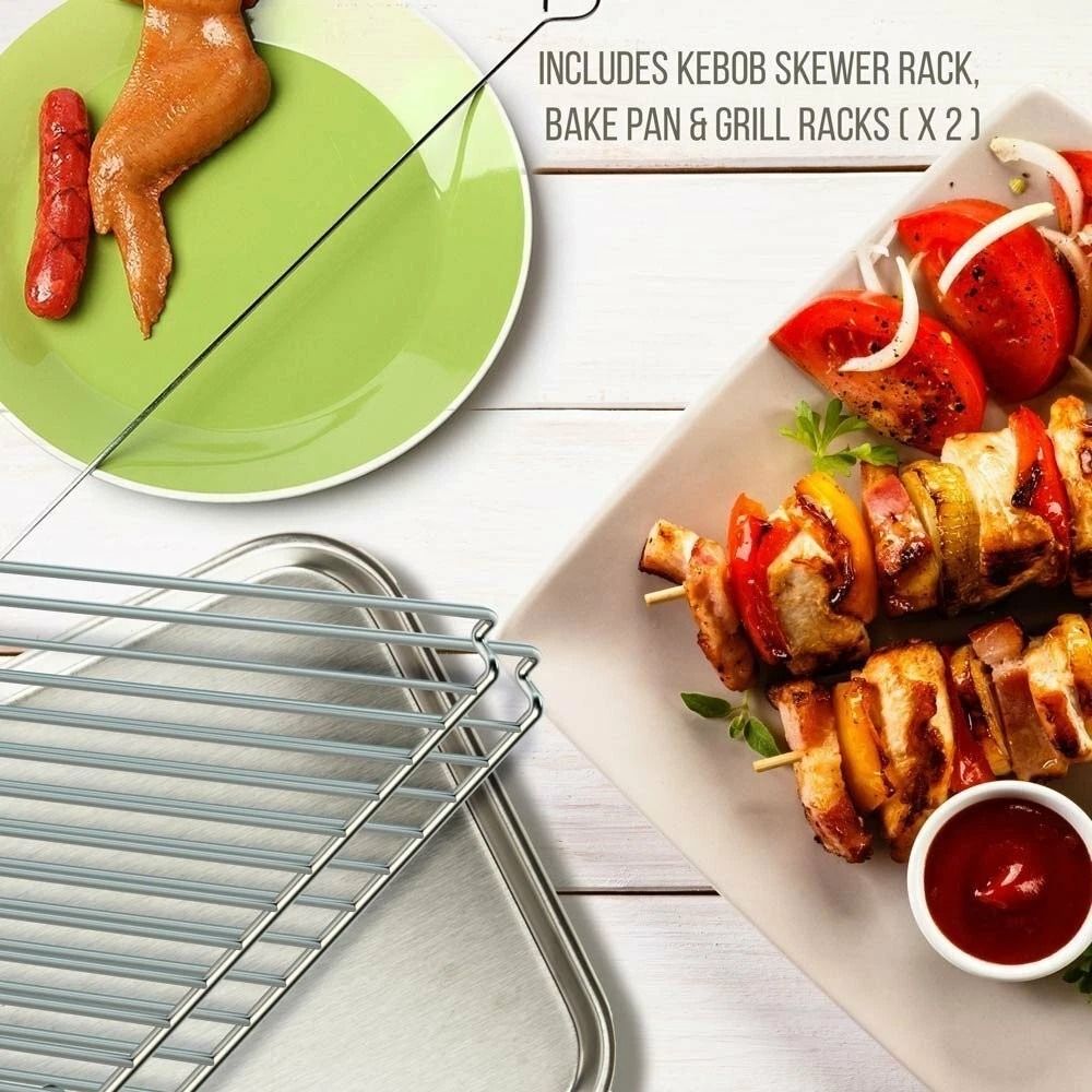 Upgraded Multi unction Vertical Countertop Rotisserie Oven with Grill & Timer