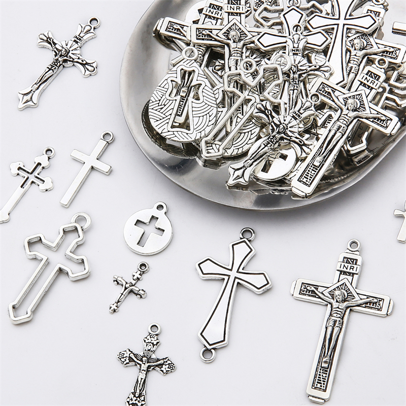 Tibetan Style Antique Silver Cross Charm Pendants for DIY Jewelry Making - Pack of 10/20/40