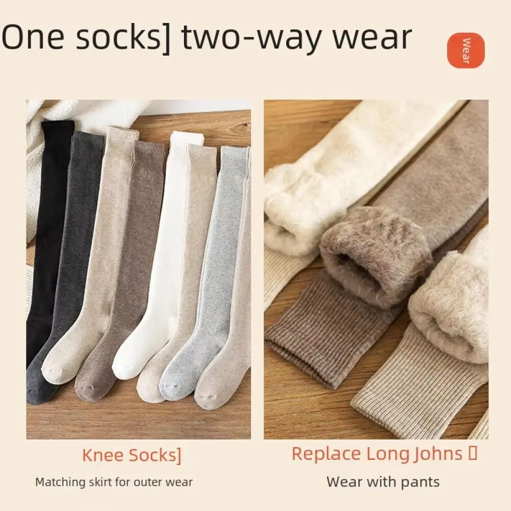 Women's Cashmere Over-Knee Socks – Fuzzy-Lined Plush Winter Stockings for Warmth & Comfort